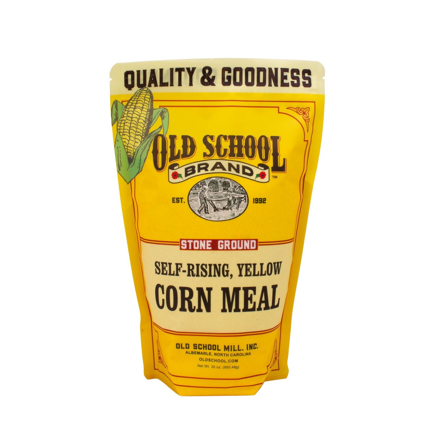 Old School Stone Ground, Self Rising, Yellow Cornmeal 30 oz